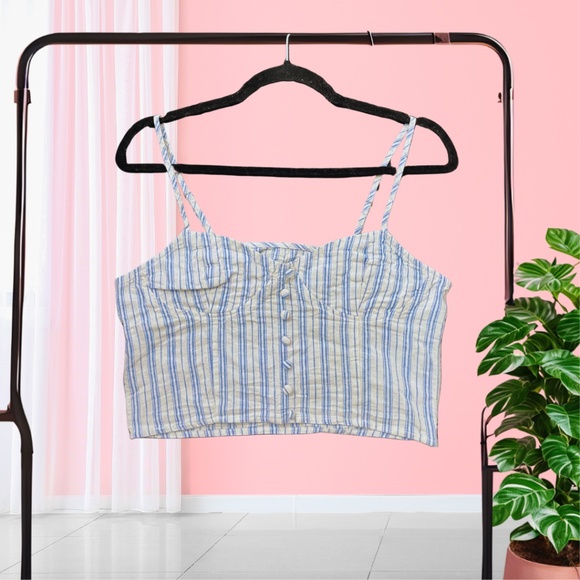 Forever 21 Striped Cutout Cropped Cami - Size Medium - Picture 2 of 7